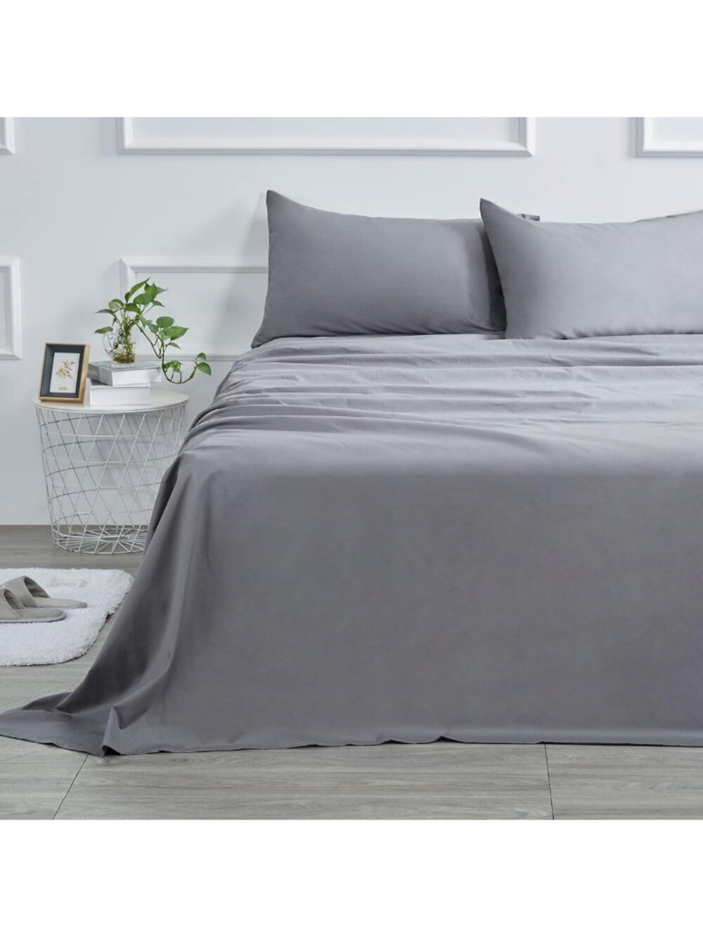 Soft 400 Thread Count Queen Sheet Set - Gray, 4 Piece, Deep Pocket, 100% Cotton